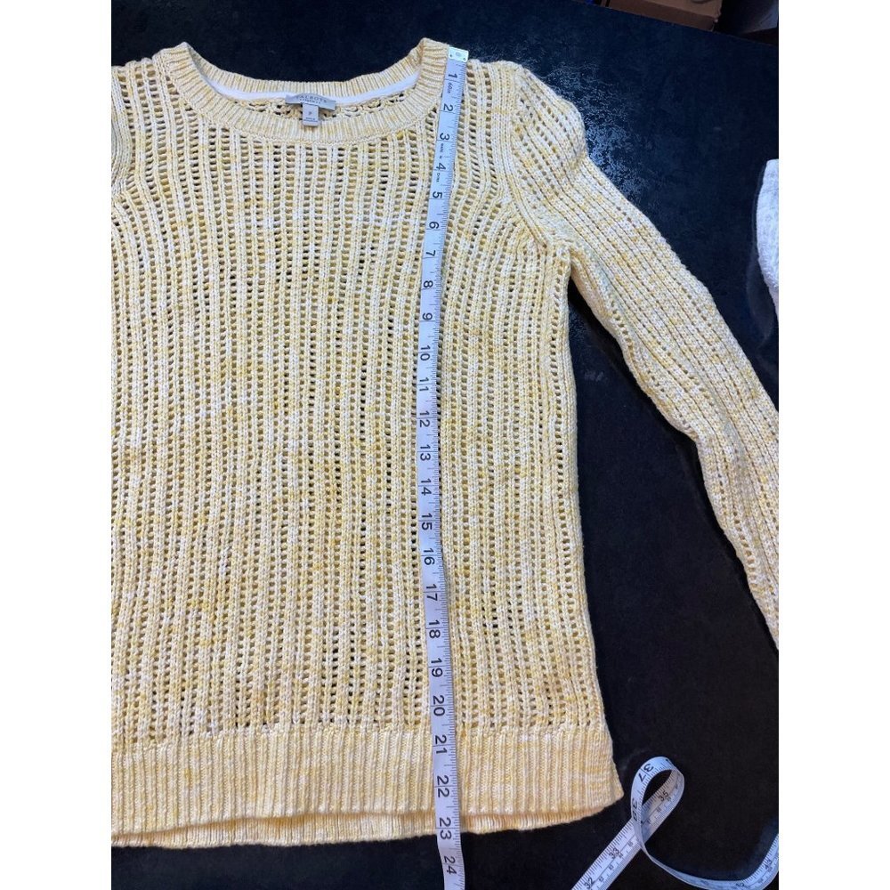 Talbots Yellow Open Knit Cotton Pullover Sweater Sz S - Picture 9 of 10